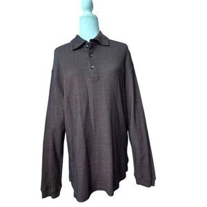 Axis Men’s Polo Shirt Long Sleeve Silk Cotton Collar SZ M